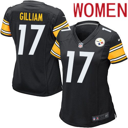 Women Pittsburgh Steelers #17 Joe Gilliam Nike Black Game NFL Jersey->women nfl jersey->Women Jersey